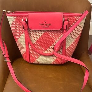 Kate Spade Pink and Cream Checkered Shoulder Bag